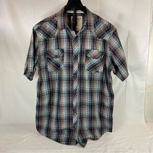 Coastal XL Plaid Western Short Sleeve Snap Button Shirt